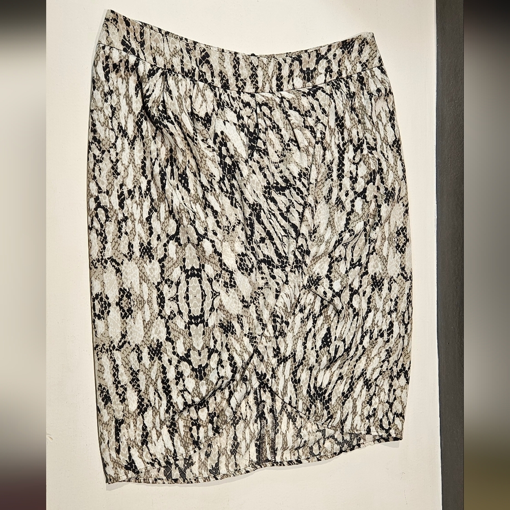 Women's Tyler Kim Snakeskin Print Tulip Skirt Lined 8 Made in USA Draped Front
